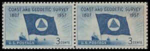 US 1088 Coast and Geodetic Survey 3c horz pair MNH 1957