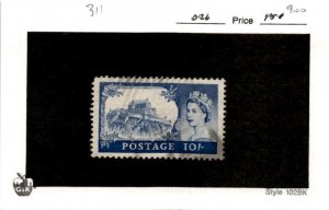 Great Britain, Postage Stamp, #311 Used, 1955 Queen Elizabeth (AG)