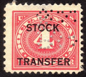 1918, US 4c, Stock Transfer, Used, Sc RD3