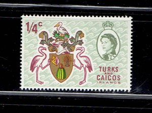 TURKS AND CAICOS SCOTT#181 1969 1/4c COAT OF ARMS - MNH