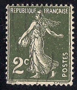 France #157 2C Sower, Dark Green Stamp used F