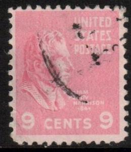 US Scott 814, 1938 Presidential 9c Harrison used