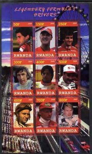 RWANDA - 2009 - Formula 1 Drivers - Perf 9v Sheet - MNH -Private Issue