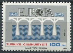 Turkey Sc#2276 MNH, 100L gray & multi, Europa (C.E.P.T.) 1984 - Bridge-25th A...