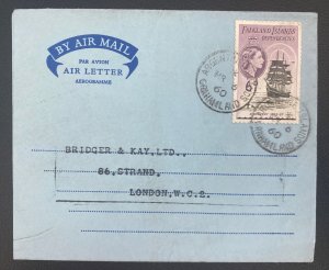 1960 Argentine Islands Falkland Island Air Letter Cover To London England