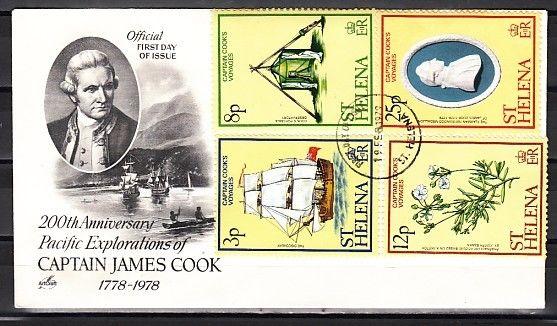 St. Helena, Scott cat. 324-327. Captain Cook issue. First day cover.