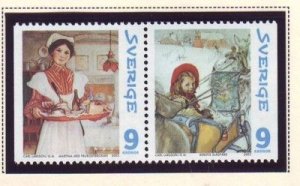Sweden Sc 2471 2002 Christmas at Sundborn by Larsson stamp pair mint NH