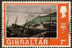 Gibraltar 257 - Used - 7p South Barracks, Old (1971)  (cv $0.65)