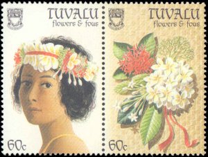 Tuvalu #443-446, Complete Set(4), 1987, Flowers, Never Hinged