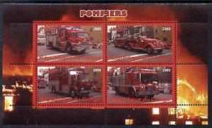 CONGO KIN. - 2009 - French Fire Engines #2 - Perf 4v Sheet - MNH -Private Issue