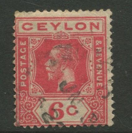 Ceylon #230  Used  1921  Single 6c Stamp