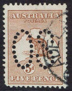 AUSTRALIA 1913 KANGAROO PERF LARGE OS 5D USED