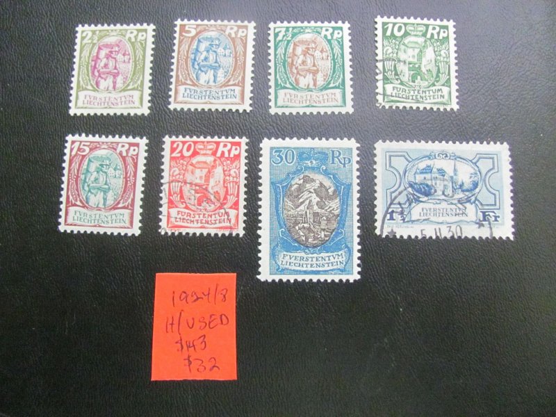 LIECHTENSTEIN 1924/8 HINGED/USED  SC 74-81 SET XF $143 (178)