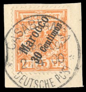 German Colonies, German Offices in Morocco #5 Cat$32.50, 1899 30c on 25pf ora...