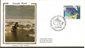 Canada 1981 Canada Day Provincial Boundaries Map Polar Dog Painting Sc 892 Co...