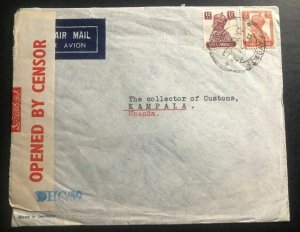 1942 Bombay India Censored Airmail Cover To Collector Of Customs Kampala Uganda