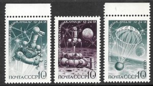 RUSSIA USSR 1970 LUNA 16 Space Set Sc 3798-3800 MNH