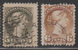 Canada Scott #38-39 Stamp - Cat $55 - Used Set of 2