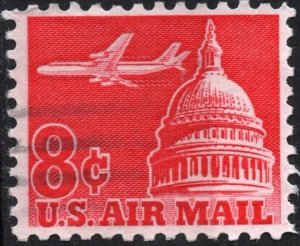 SC#C64 8¢ Jet Airliner Over Capitol Single (1962) Used