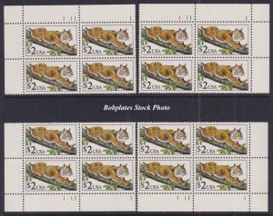 BOBPLATES #2482 Bobcat Matched Set Plate Block MNH ~ See Details for #s