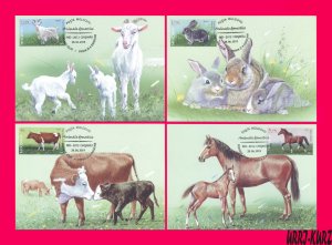 MOLDOVA 2019 Nature Fauna Farm Domestic Animals Goat Rabbit Cow Horse 4 Maxicard