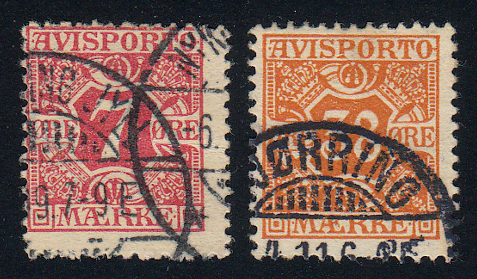 Denmark 1907 SC P3,P6 Used Europe Denmark, Newspaper Stamps