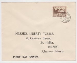 1943 Jersey 1½d Pictorial, on FDC with 'Sunny Jersey' logo, dated ...