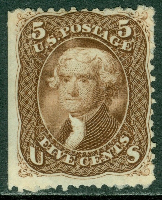 EDW1949SELL : USA 1863 Sc #76 Mint large part OG Very Fresh color PSAG Cat $1400