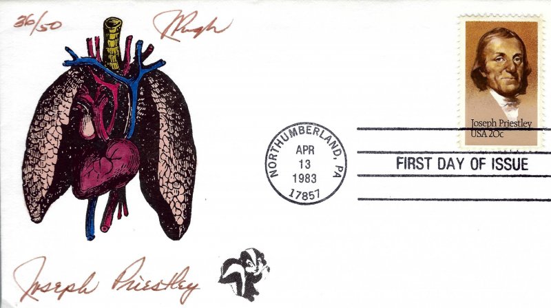 Pugh Designed/Painted Surgeon Joseph Priestly FDC...36 of Only 50 created!