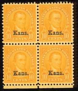 US Scott 668 Mint NH OG 2x2 Block 10c yel orange  Monroe Lot AM2051 bhmstamps