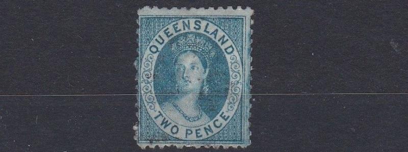 AUSTRALIA  QUEENSLAND  1868 - 74  S G 87  2D  DEEP BLUE  NO GUM 