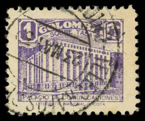 COLOMBIA Sc RA5 VF+/USED - 1939 1c Ministry of Posts & Telegraphs-Nice Margins