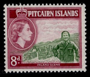 PITCAIRN ISLANDS QEII SG25, 8d deep olive-green & carmine, LH MINT.
