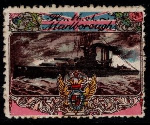 1914 WW One France Delandre Poster Stamp British Battleship Marlborough Unused