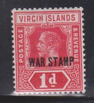 BRITISH VIRGIN ISLANDS Scott # MR1 MH - KGV War Stamp Overprint