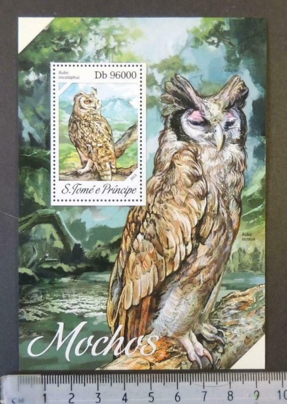 St Thomas 2013 owls birds of prey s/sheet mnh 