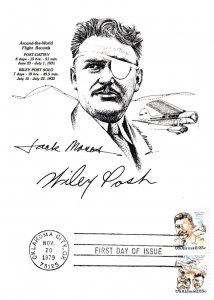 Signed by Artist. USPS FDC #C95-6  Wiley Post Airmail Pioneer Aviation 1979