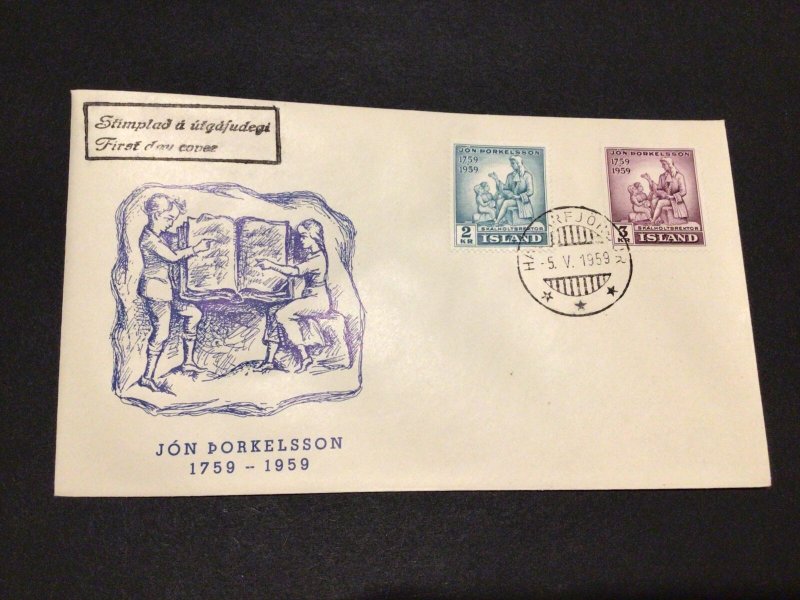 Iceland 1959 Death of Teacher Thorkelsson first day issue postal cover Ref 60332