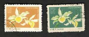 1976 North Vietnam SC #854-55 - Tropical Orchid Flowers - Used Stamps cv $10