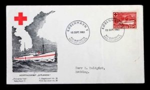 Denmark #B19 Semi Postal FDC First Day Cover Red Cross Cachet 1951