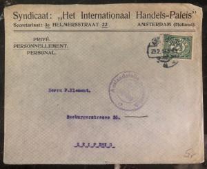 1920s Amsterdam Holland Commercial Airmail Cover to Leipzig Germany