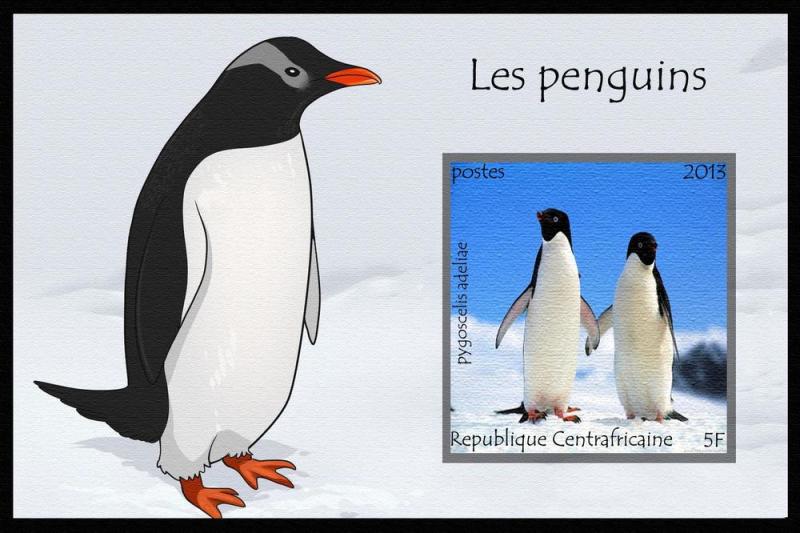 CENTRAFRICAINE SHEET IMPERF PENGUINS BIRDS