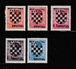 Croatia 10, 12-13, 21-22 MH Overprints