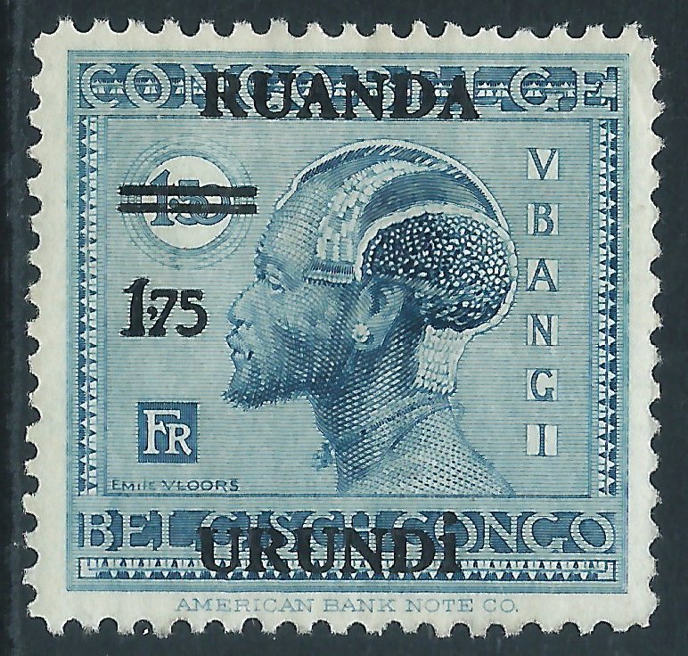 Ruanda-Urundi, Sc #34, 1.75fr on 1.50fr, MH