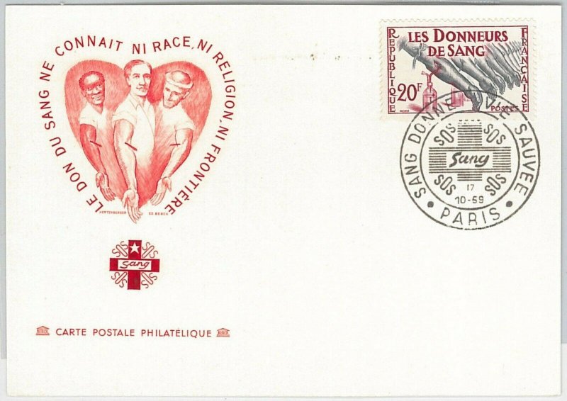 51642 - FRANCE - POSTAL HISTORY: MAXIMUM CARD - 1959 RED CROSS BLOOD DONORS-