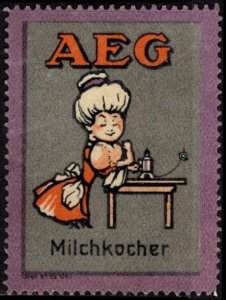 Vintage Germany Poster Stamp AEG Electric Milk Cooker