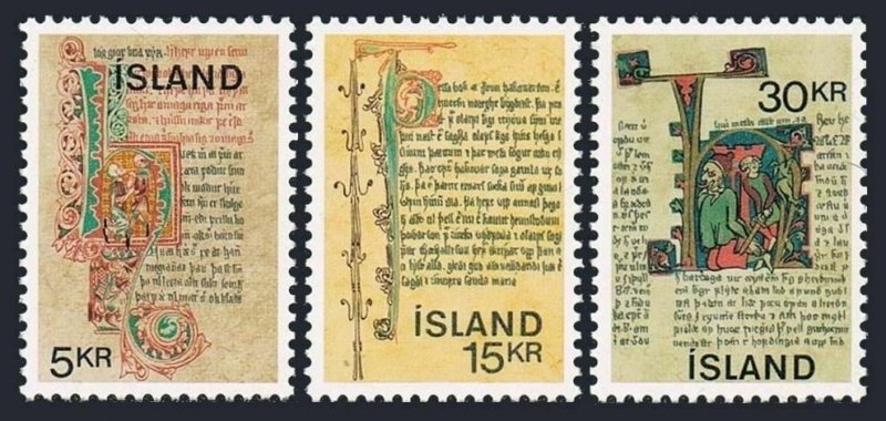 Iceland 417-419, MNH. Michel 439-441. Icelandic Manuscripts, 1970.