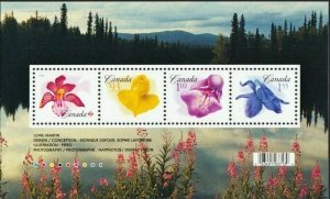 ORCHID Flowers = Souvenir Sheet of 4 diff rate stamps Canada 2006 #2194 MNH