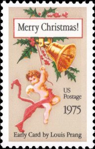 1975 10c Merry Christmas, Card, Louis Prang Scott 1580b Mint F/VF NH