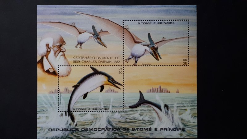 Sao Tome and Principe 1982. - Prehistoric marine life / Charles Darwin ** MNH Bl